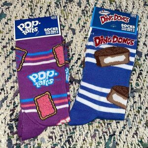 Sweet snack men's‎ 6-12 crew socks blue Ding Dongs & purple Pop Tarts women 4-10
